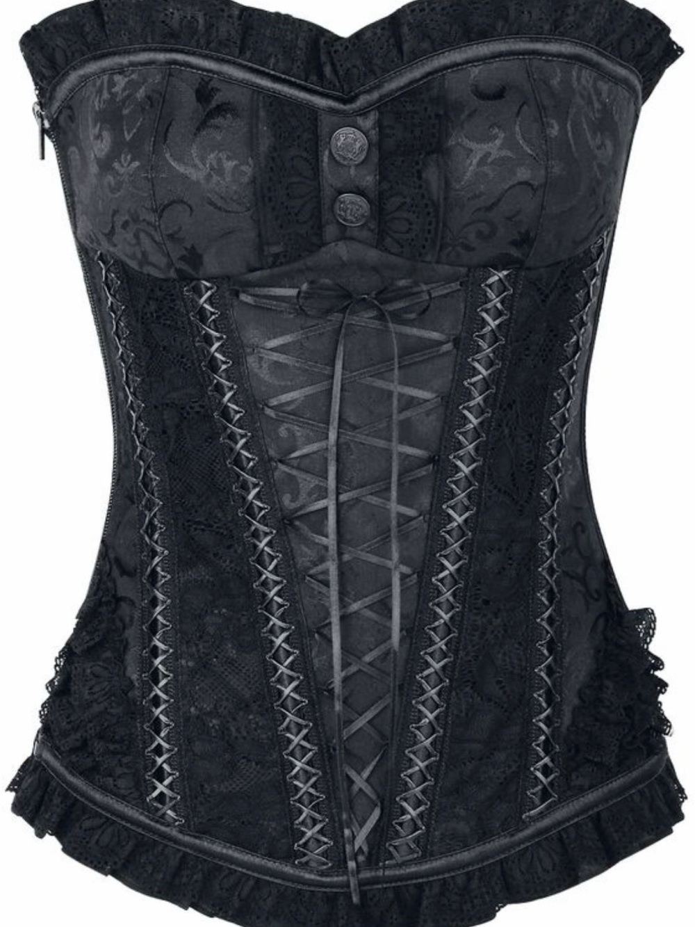 American Vintage Black Lace-Up Brocade Bustier Corset - Picture 8 of 8